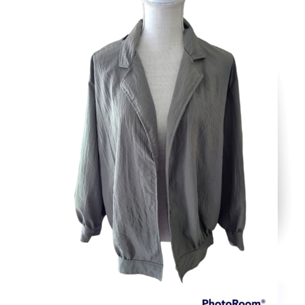 Vintage Jacket‎ Army Green Safari Style Open Front small Coral Reef collection
